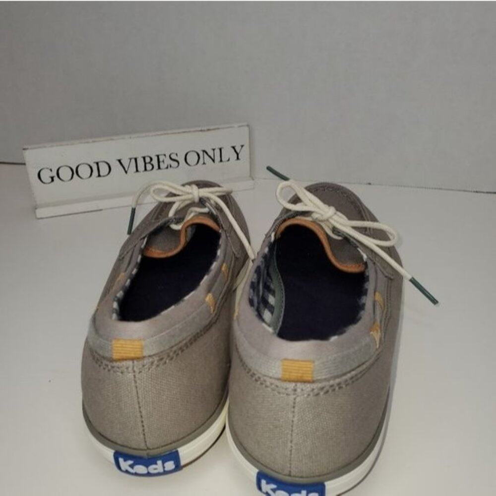Keds Glimmer Canvas Boat Sneakers Size 7 Grey Blue Light Academia Preppy Style - Picture 6 of 8